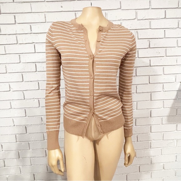 Gap Women’s Tan Striped Cardigan - Picture 1 of 9